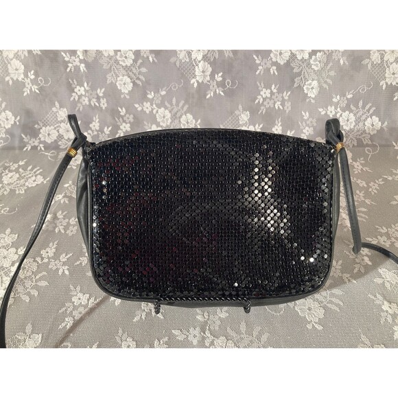 Vintage 1980s Black Mesh Purse | 80s Cocktail Bag | Whiting & Davis | - Picture 1 of 7